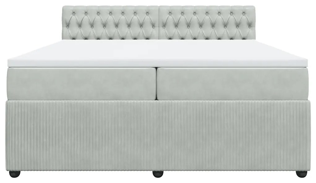 Cama com molas/colchão 200x200 cm veludo cinzento-claro