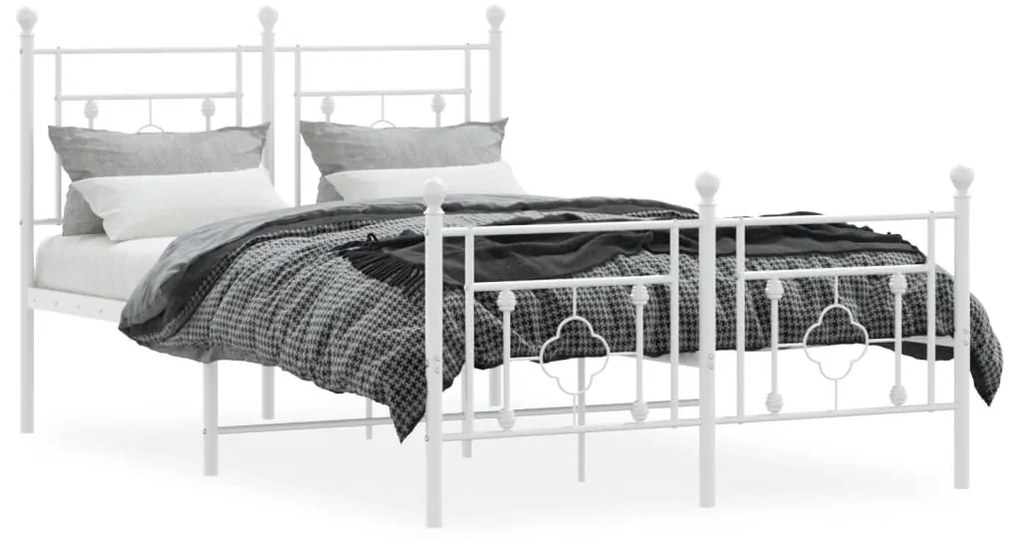 Estrutura de cama com cabeceira e pés 120x190 cm metal branco