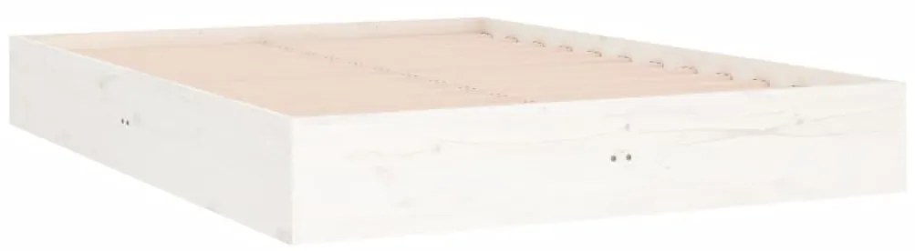 Estrutura de cama 140x190 cm madeira maciça branco