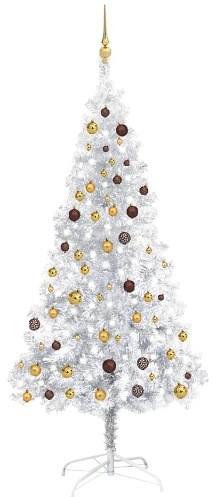 vidaXL Árvore Natal artificial pré-iluminada c/bola 210cm PET prateado