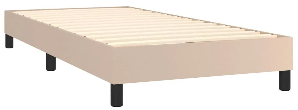 Cama box spring c/ colchão/LED 90x200cm couro artif. cappuccino