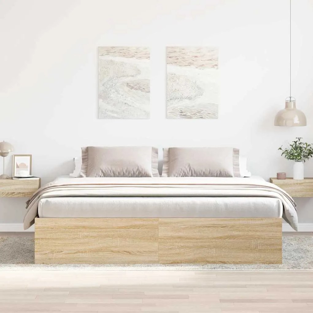 Estrutura de cama 200x200 cm carvalho sonoma