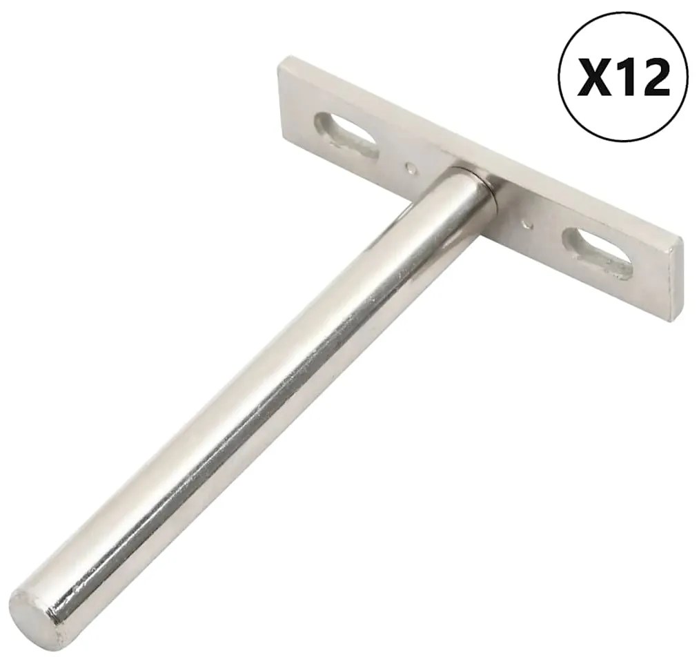 vidaXL Suportes de prateleira flutuantes 12pcs invisível Ø10x100 mm