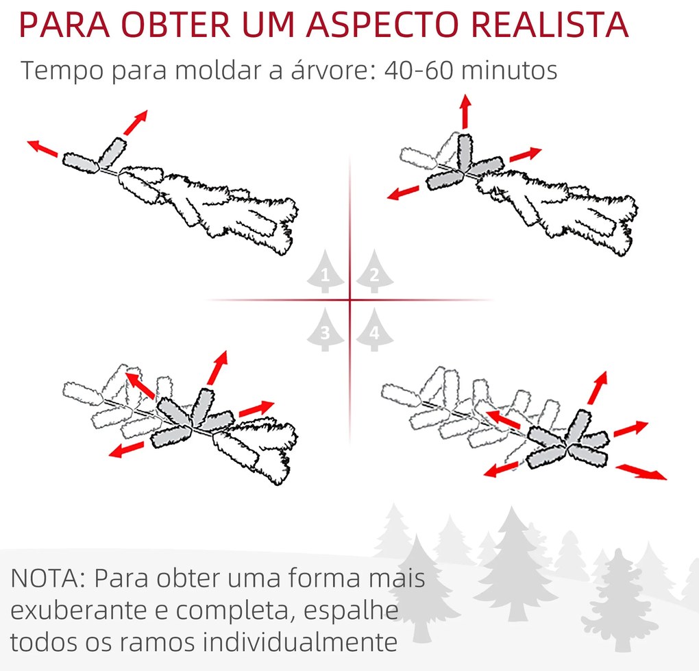 Árvore de Natal Artificial com Luzes LED Altura 230 cm Árvore de Natal