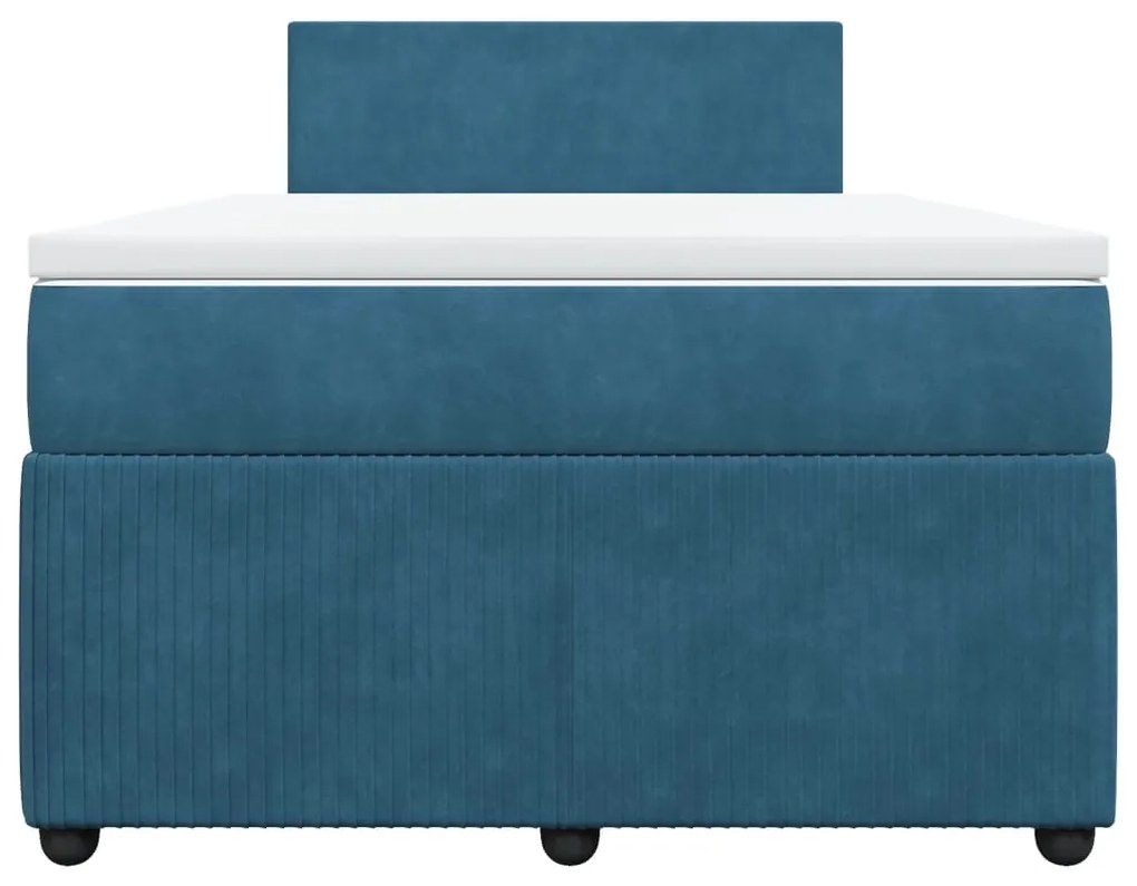 Cama boxspring com colchão 120x200 cm veludo azul