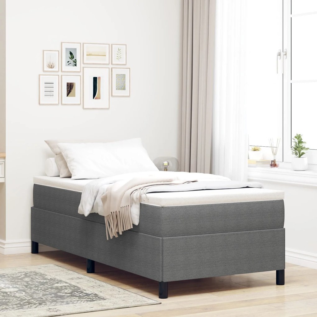 Estrutura de Cama vidaXL Cinzento-claro 90x200 cm Tecido de Corduroy