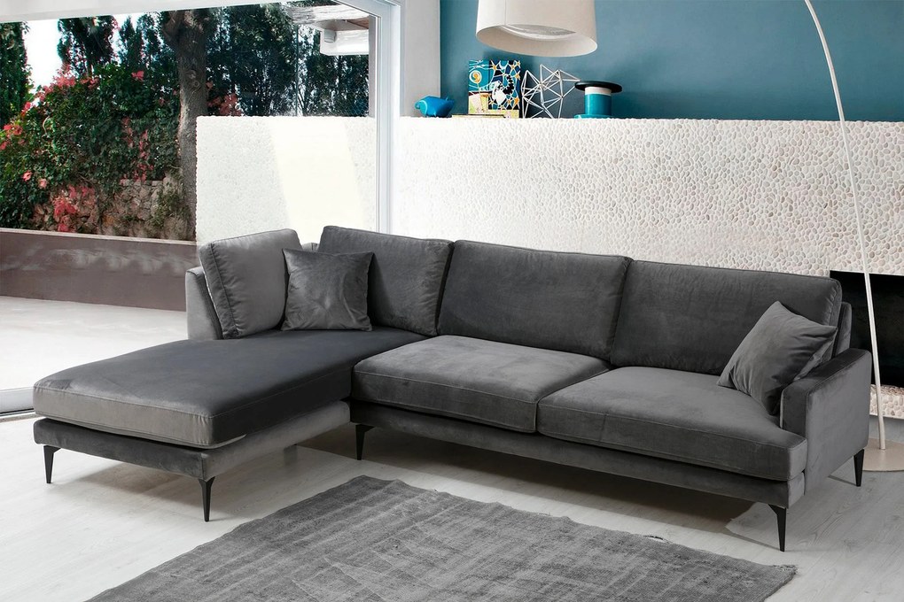 Sofá de Canto Papira - Antracite - 283 x 180 x 90 x 88 cm