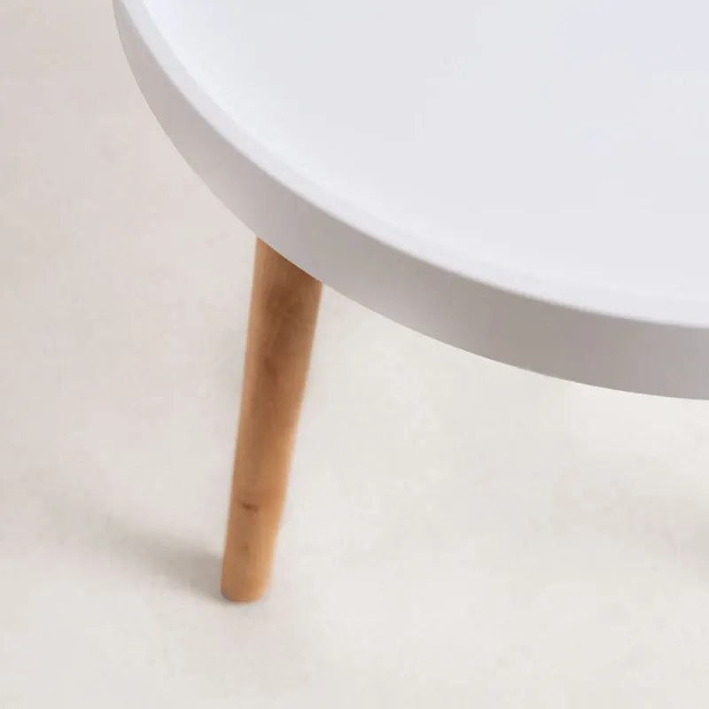 Mesa de Apoio com Estrutura em Madeira – Branco – Design Nórdico