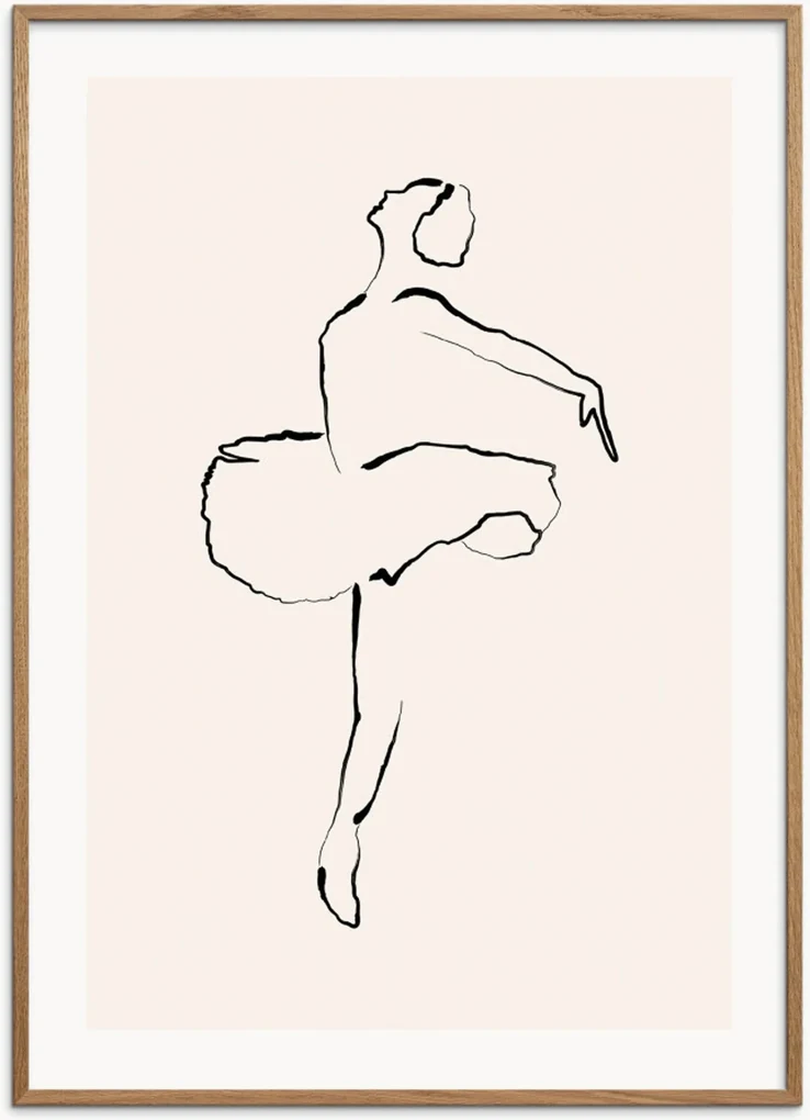 Póster emoldurado em madeira de carvalho Dancer | BIANO