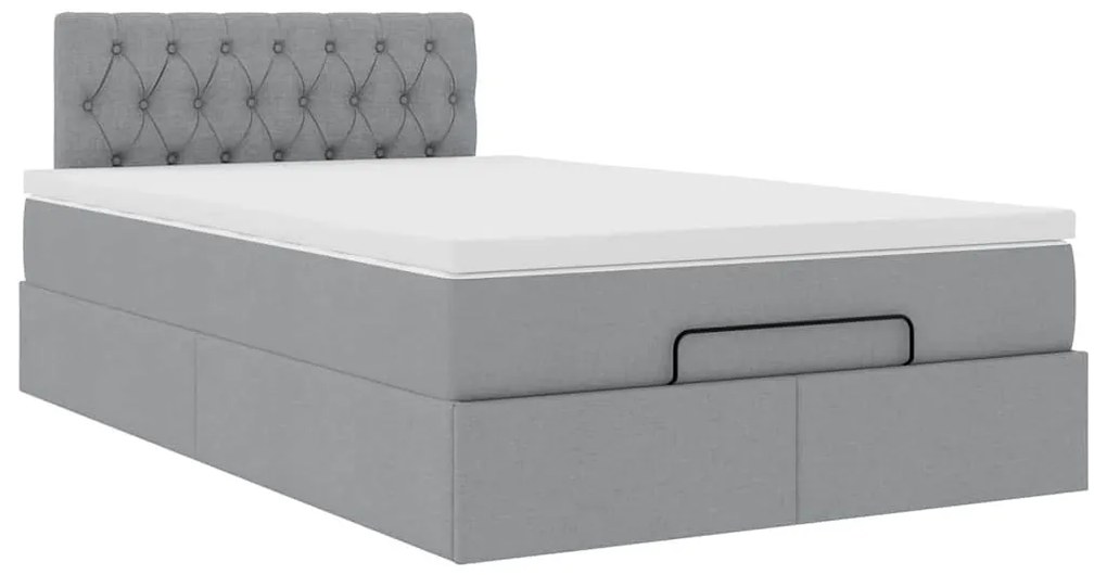 Cama otomana com colchão 120x200 cm tecido cinzento claro