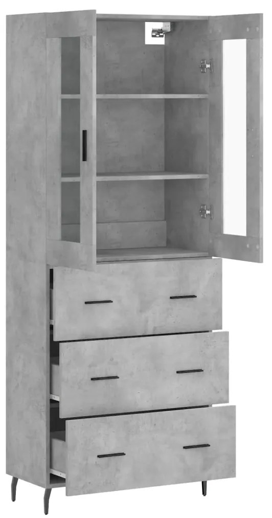 Armário alto 69,5x34x180 cm derivados de madeira cinza cimento