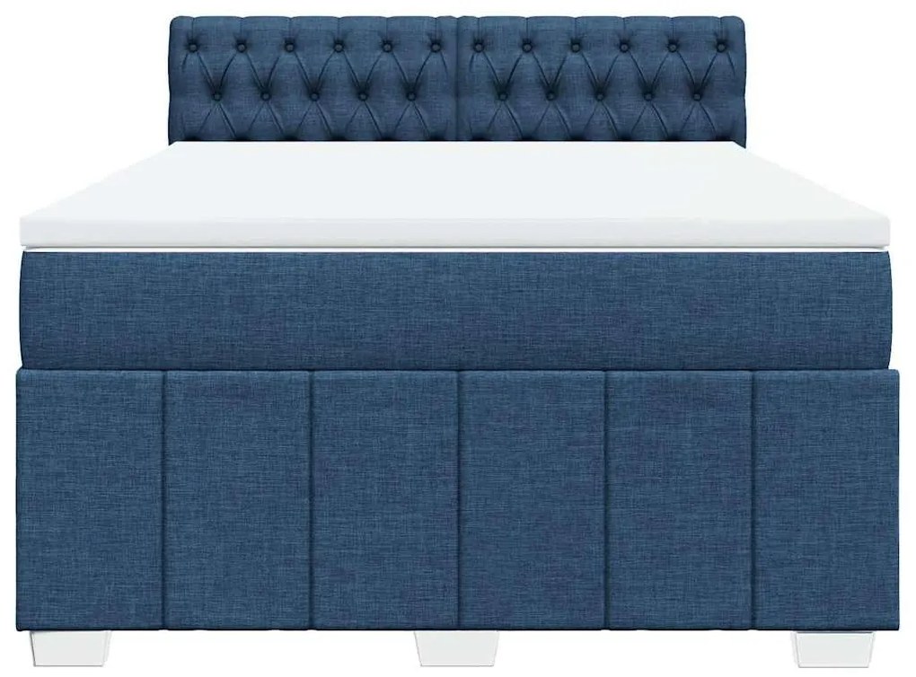 Cama com molas/colchão 140x200 cm tecido azul