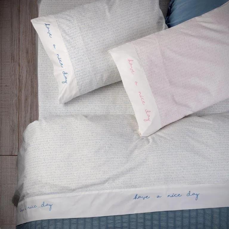 Jogo de lençóis 100% algodão percal - Nice Day Gamanatura: Rosa 1 lençol capa ajustavel 100x200 cm + 1 lençol superior 180x280 cm + 1 fronha almofada 50x70 cm