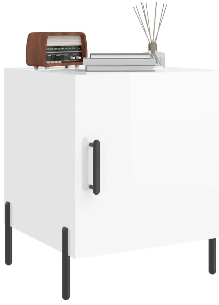 Mesa cabeceira 2pcs 40x40x50cm deriv. madeira branco brilhante