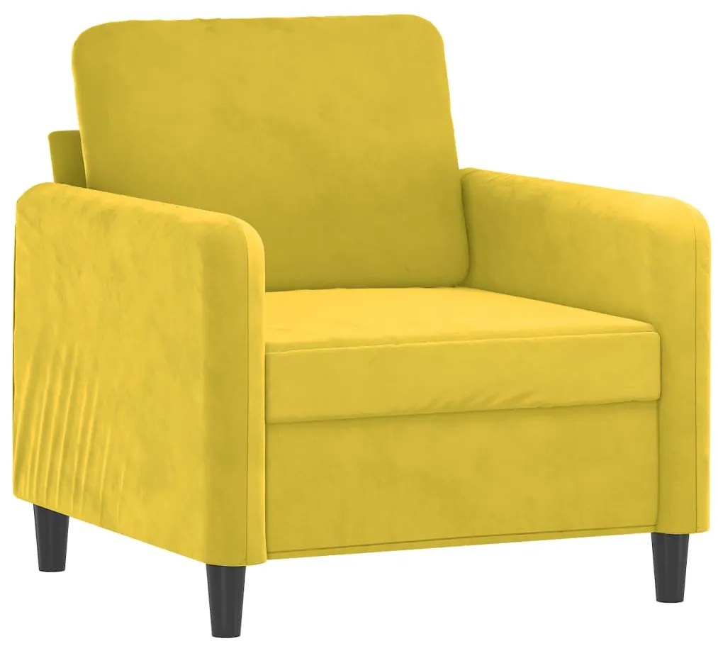 3 pcs conjunto de sofás veludo amarelo