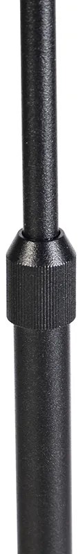 Candeeiro de pé preto com cúpula em veludo castanho com dourado 35 cm - Parte Country / Rústico