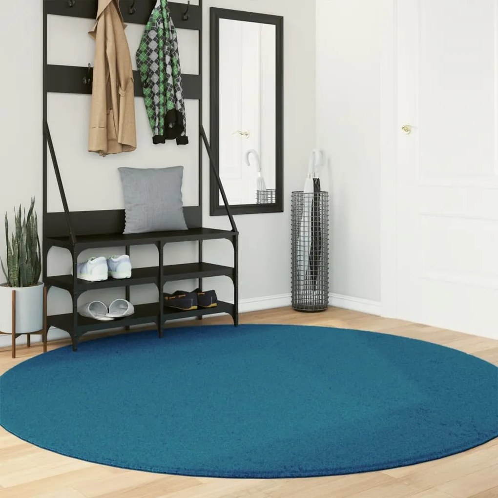 vidaXL Tapete de pelo curto OVIEDO Ø 200 cm turquesa