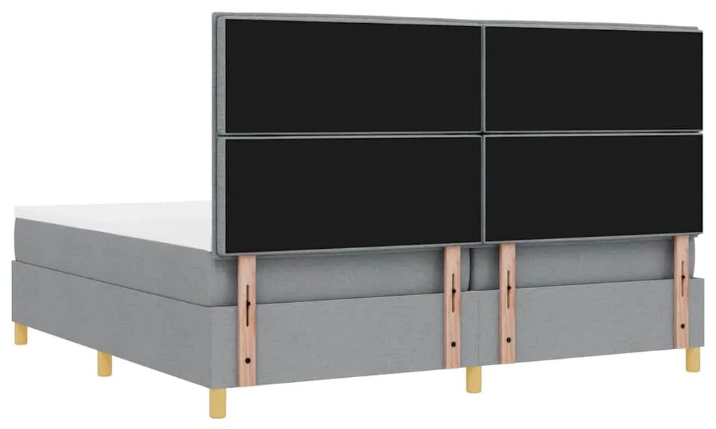 Cama Box com Colchão Cinza Claro 200x200 cm Tecido