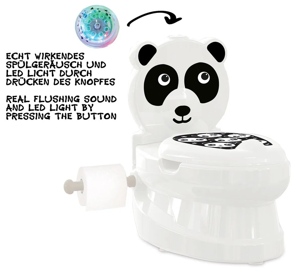 Bacio, penico infantil My little Panda de sanita com som de descarga e suporte para papel higiénico
