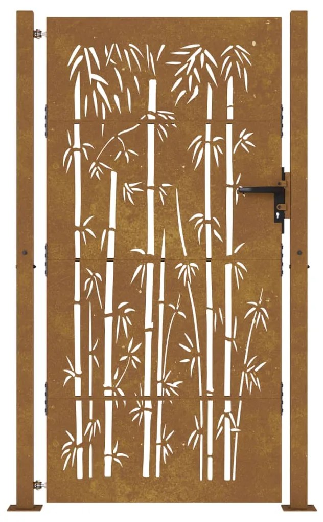 Portão de jardim 105x205 cm aço corten design bambu