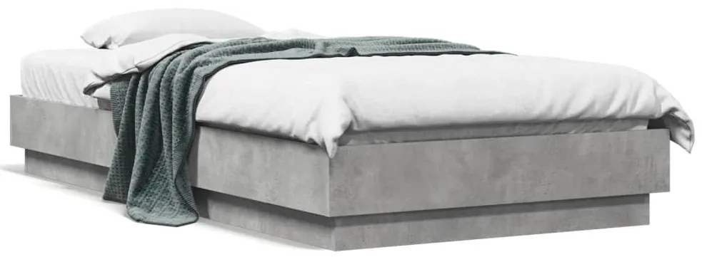 vidaXL Estrutura de cama com luzes LED 90x190 cm cinzento cimento