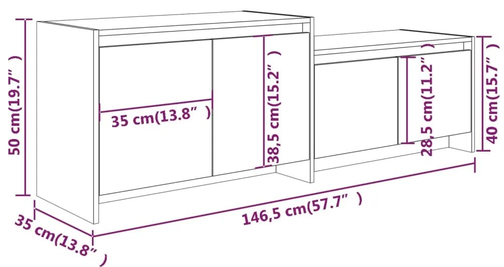 Móvel de TV 146,5x35x50 cm aglomerado branco brilhante