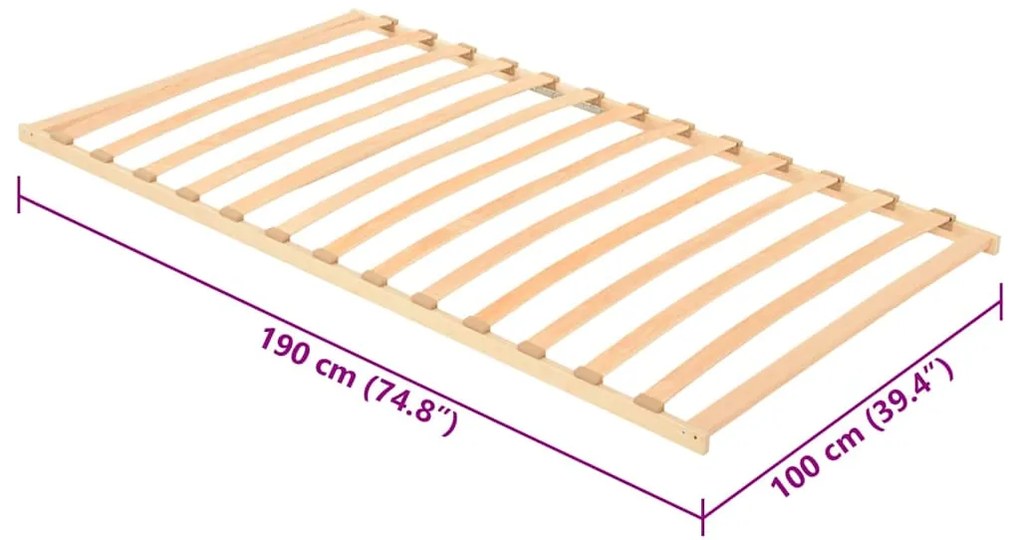Base de cama com ripas com 13 ripas 100x190 cm