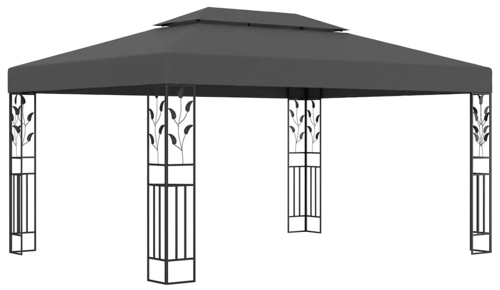 Gazebo com telhado duplo 3x4 m antracite