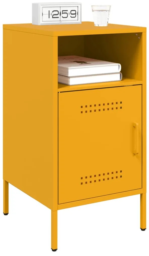 Mesas de cabeceira 2 pcs 36x39x68 cm aço amarelo mostarda
