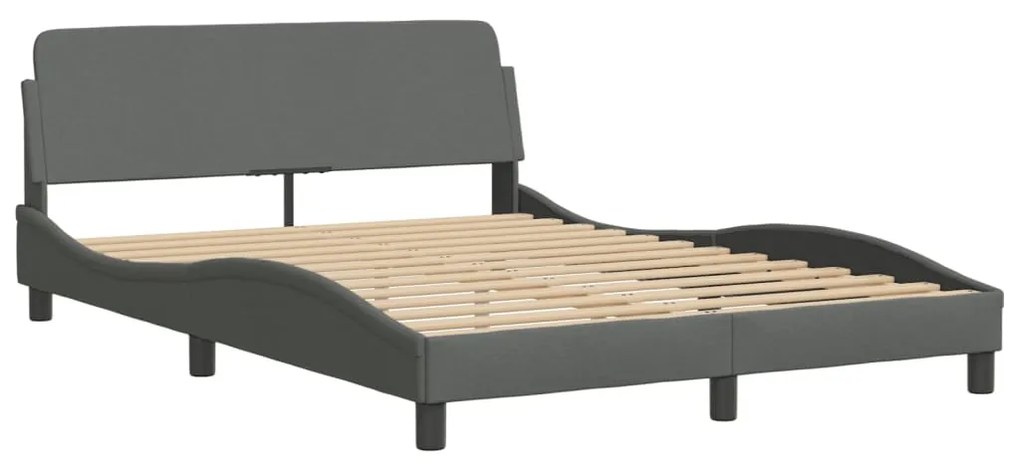 Cama com colchão 140x200 cm tecido cinzento-escuro