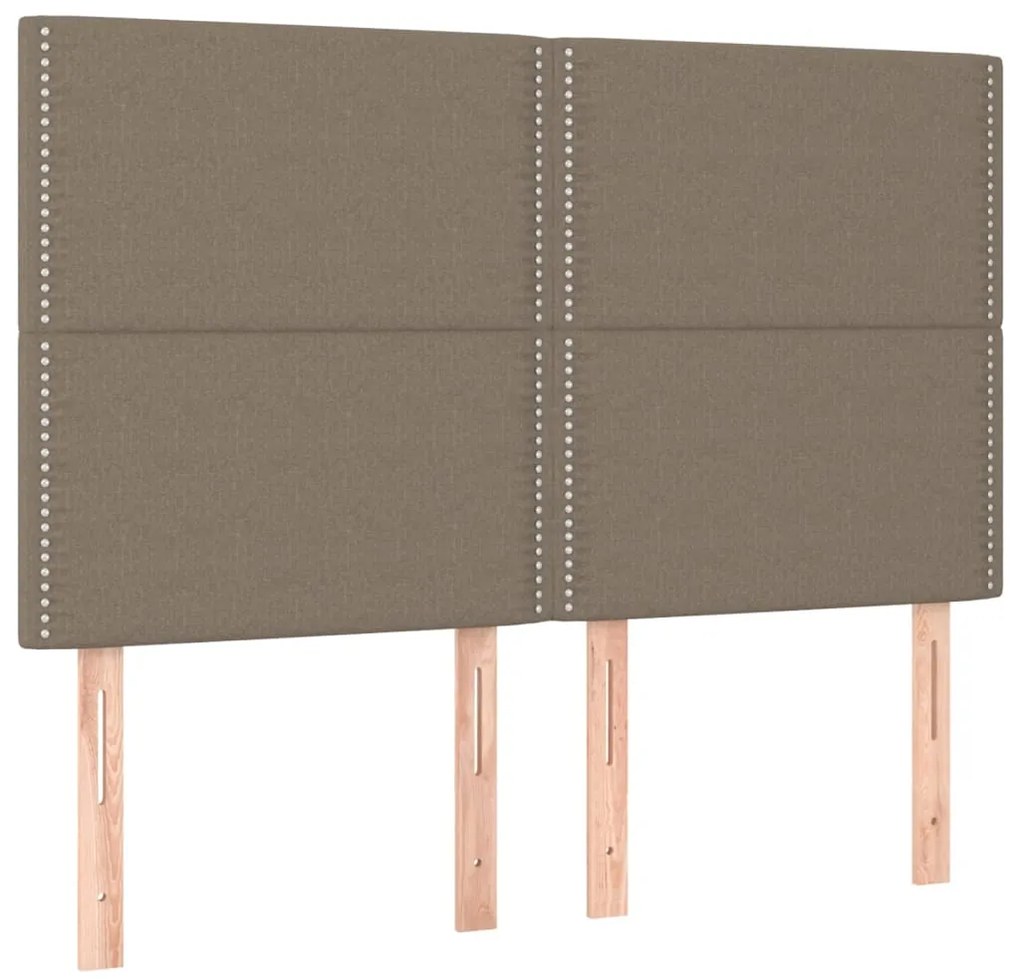 Cabeceira cama c/ LED tecido 144x5x118/128 cm cinza-acastanhado
