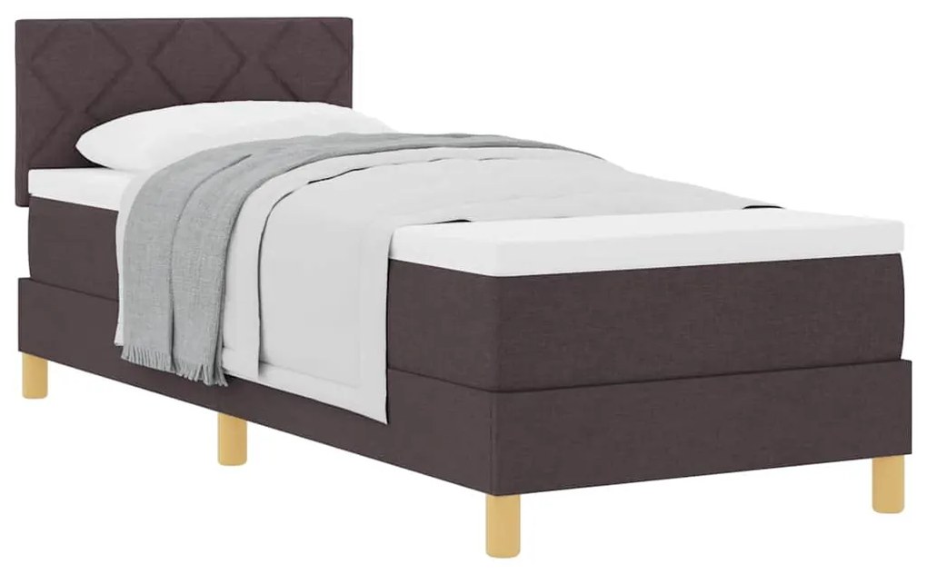 Cama Box Spring com Colchão Castanho Escuro 80x200 cm Tecido