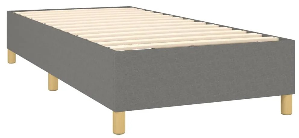 Cama box spring c/ colchão e LED 90x190 cm tecido cinza-escuro