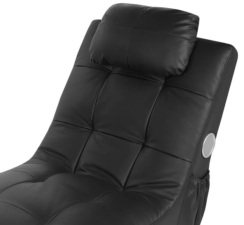 Chaise-longue em pele sintética preta com coluna Bluetooth e porta USB SIMORRE Beliani