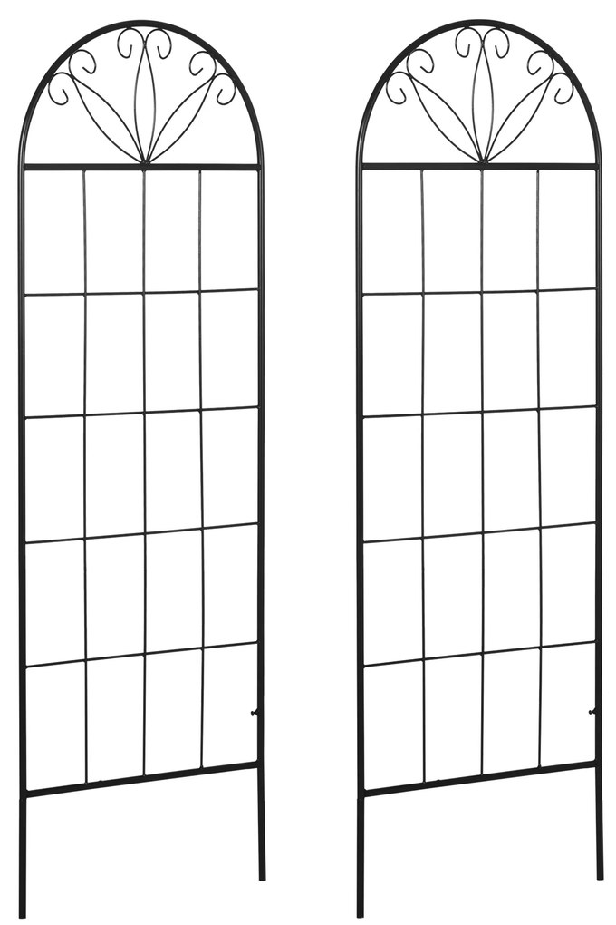 Outsunny Treliça de Jardim Conjunto de 2 Suportes para Plantas Trepadeiras em Metal 51x152 cm Preto | Aosom Portugal