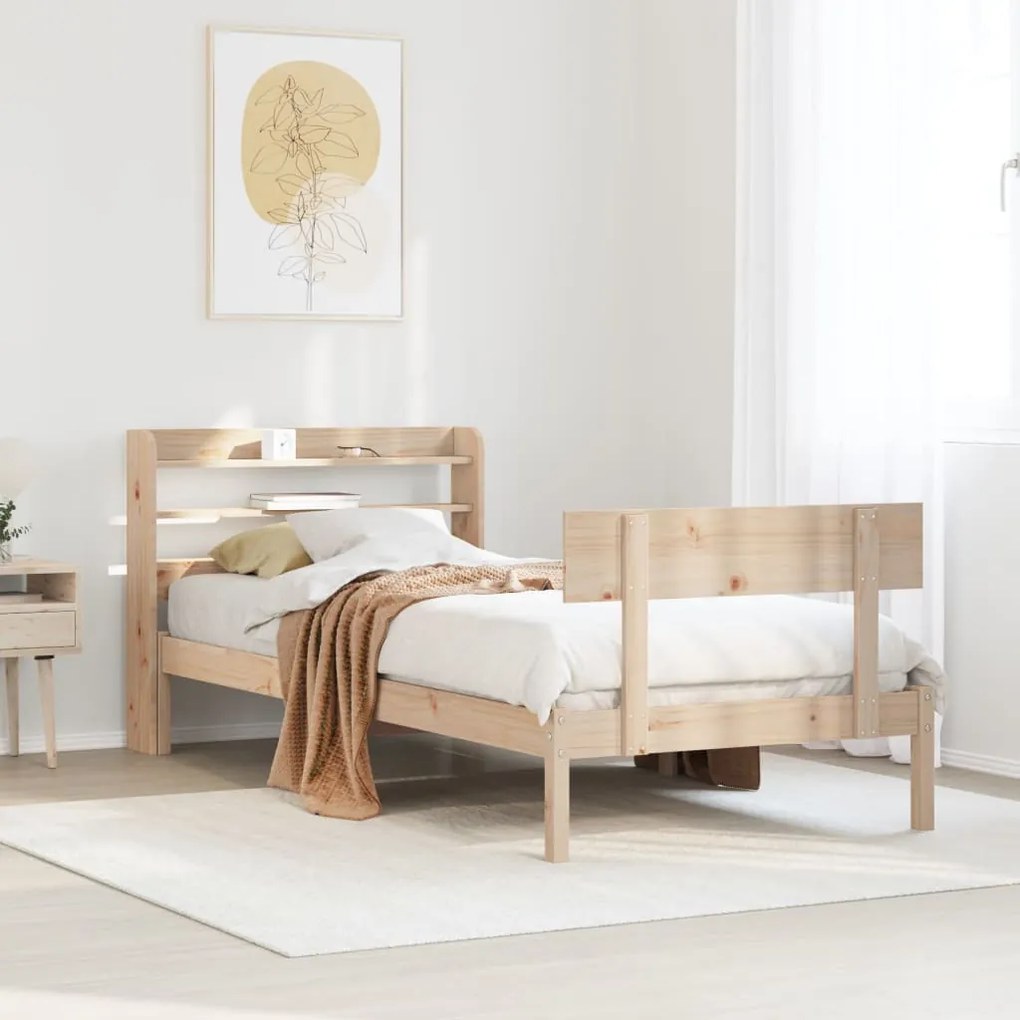 vidaXL Cama sem colchão 90x200 cm madeira de pinho maciça