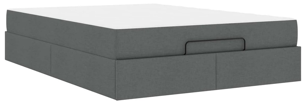 vidaXL Estrutura de cama com colchão 2 pcs Cinza Escuro tecido
