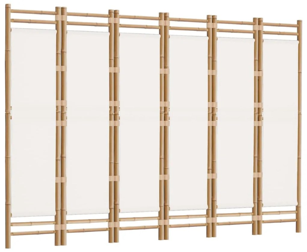 Divisória/biombo com 6 painéis dobráveis 240 cm bambu e lona