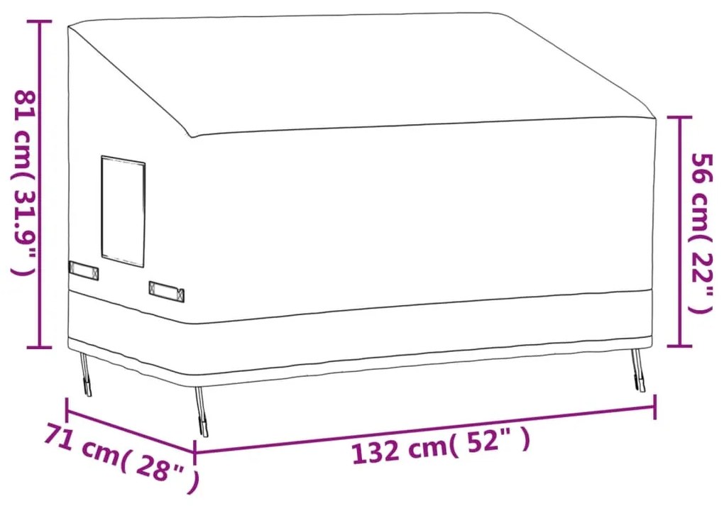 Capa para sofá de 2 lugares 132x71x56/81 cm 600D oxford bege