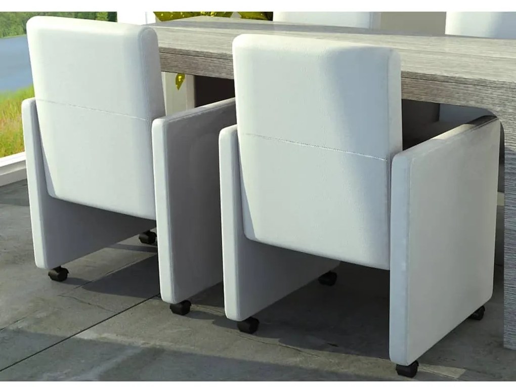 vidaXL Cadeiras de jantar 2 pcs couro artificial branco