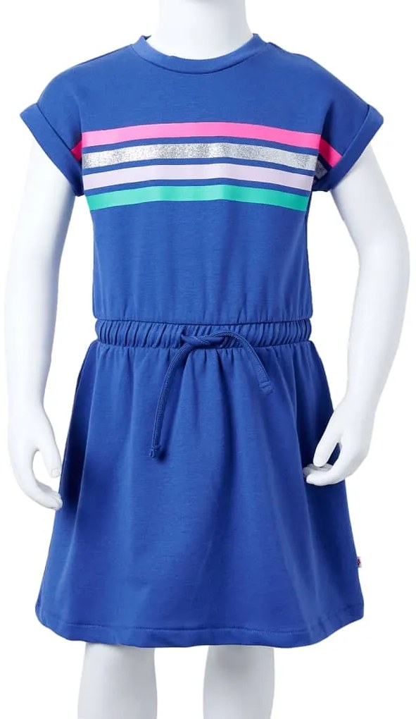 Vestido de criança com cordão azul-cobalto 92