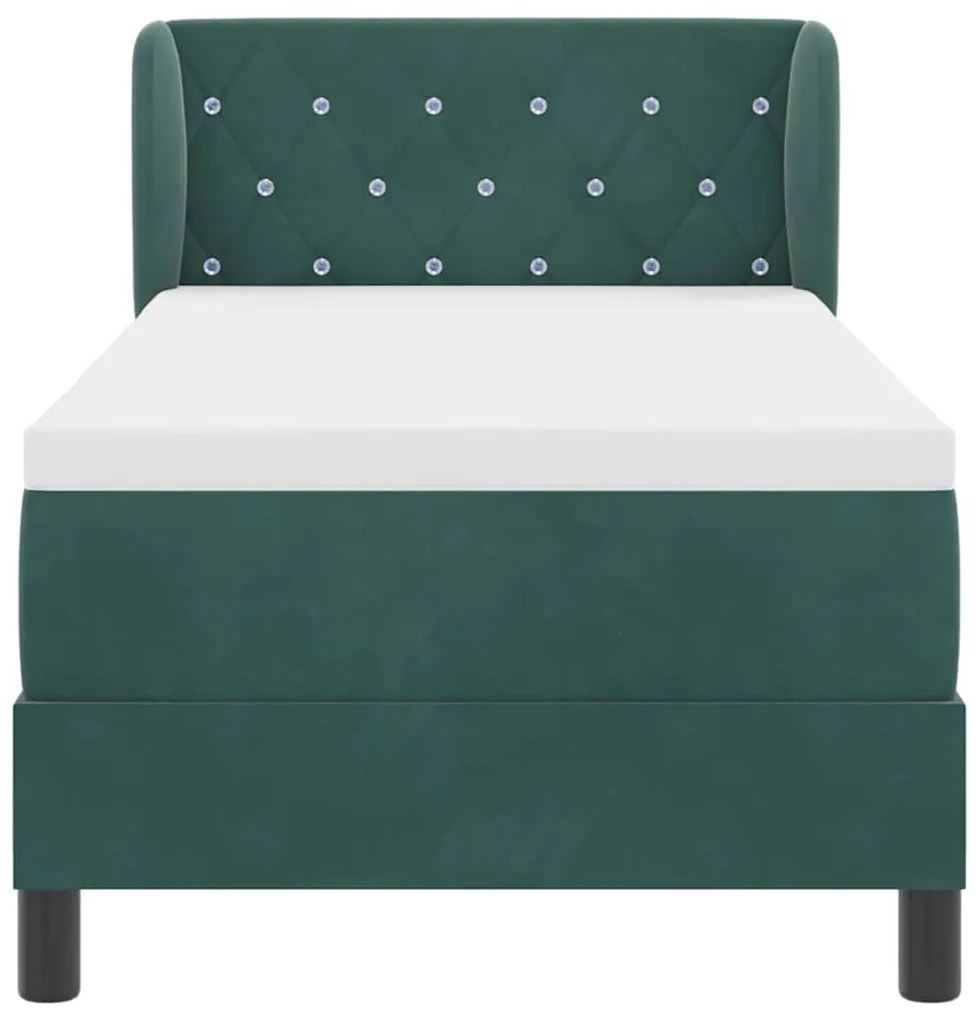 Cama Box Spring vidaXL com Colchão Verde Escuro 80x200 cm em Veludo