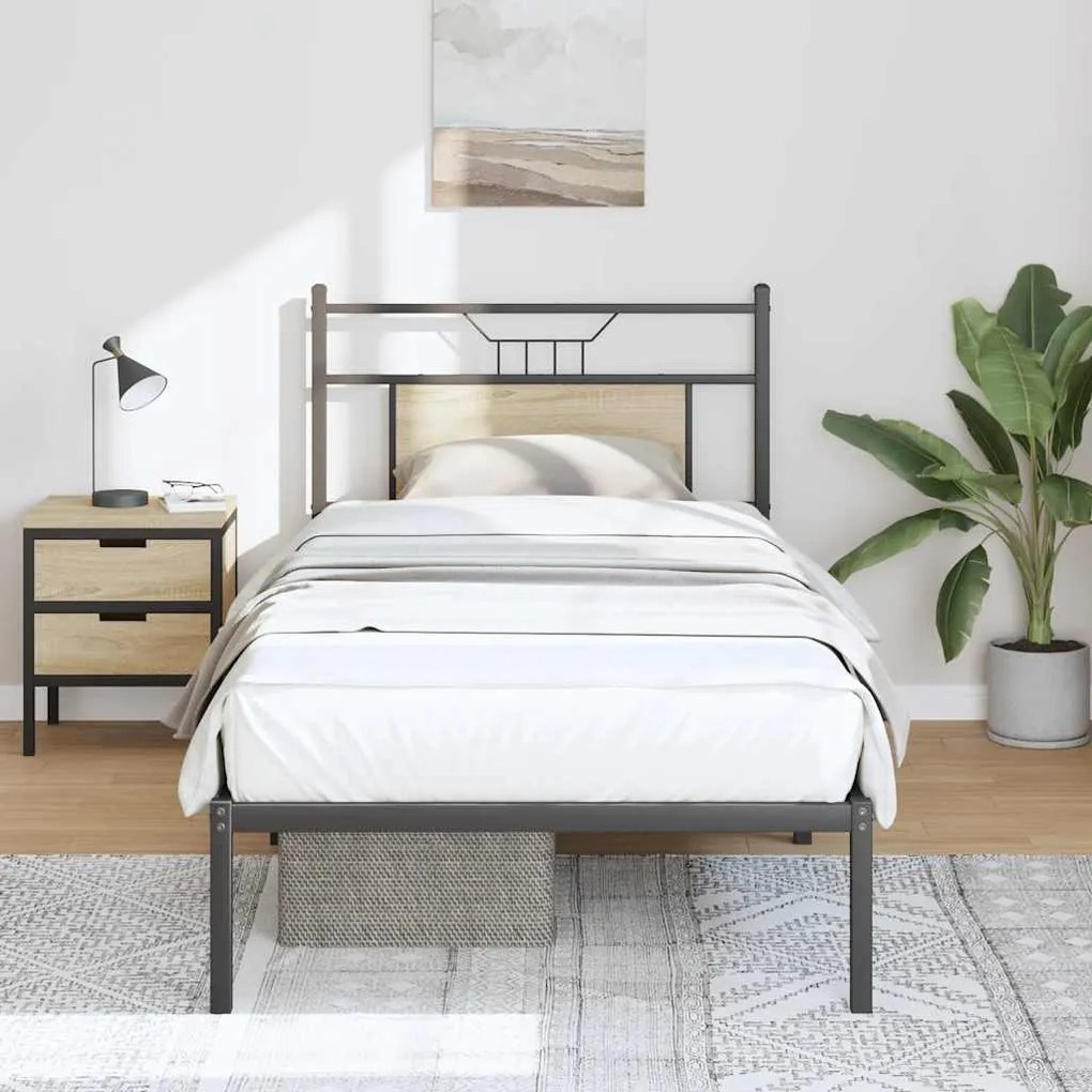 Estrutura cama s/ colchão derivados de madeira carvalho sonoma