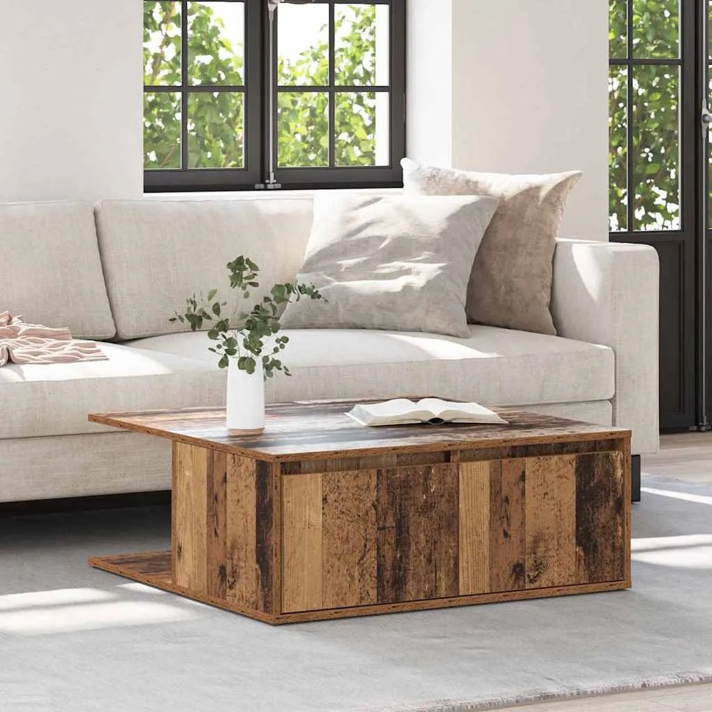Mesa de centro com gaveta com armazenamento Madeira antiga 80 x 80 x 3