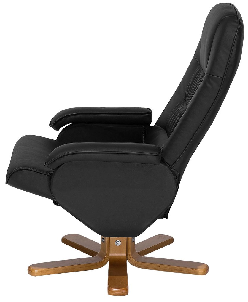Cadeira de massagem com repousa-pés em pele sintética preta RELAXPRO Beliani