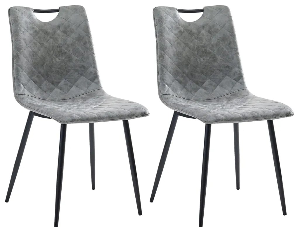 vidaXL Cadeiras de jantar 2 pcs couro artificial cinzento-escuro