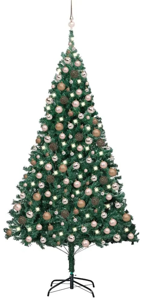 vidaXL Árvore Natal artificial pré-iluminada c/ bolas 240 cm verde