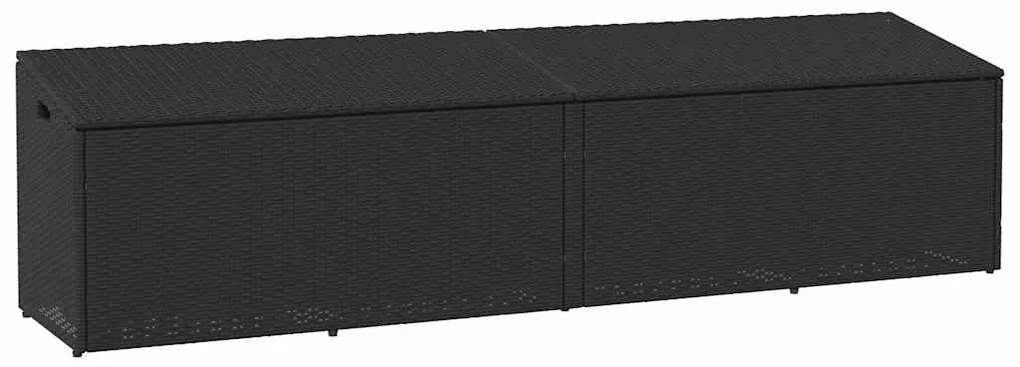 vidaXL Caixa de arrumação para jardim 220x50x58 cm vime PE preto