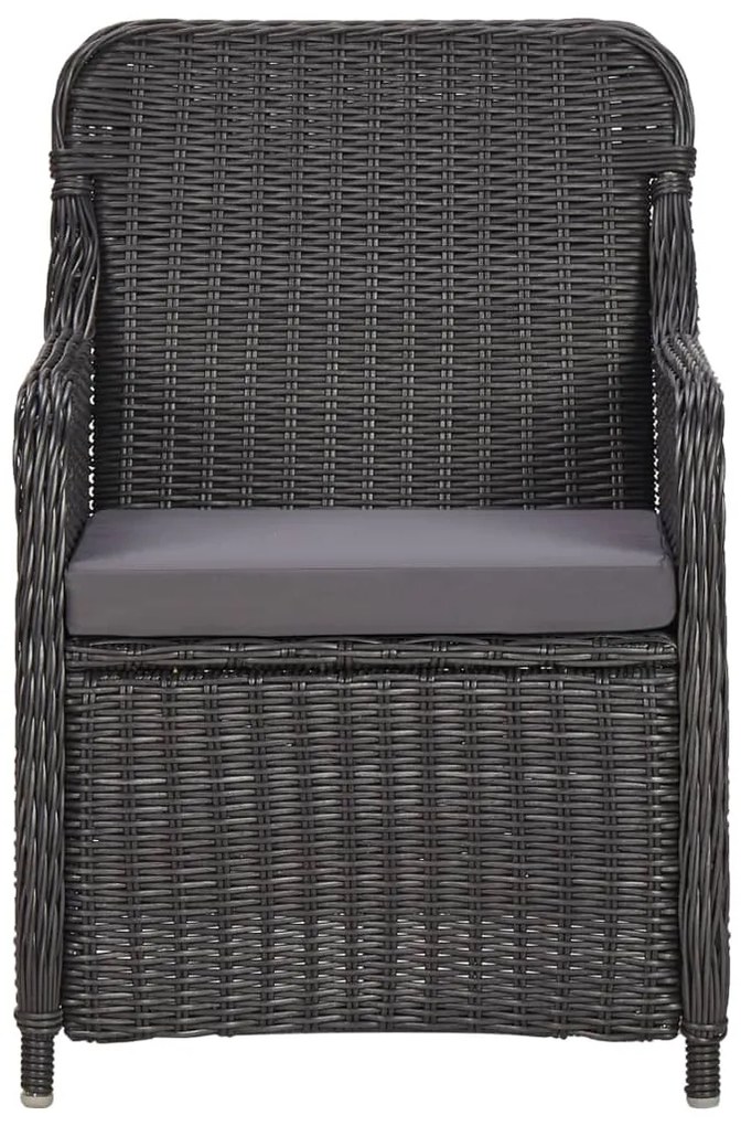 3 pcs conjunto bistrô de jardim com almofadões vime PE preto