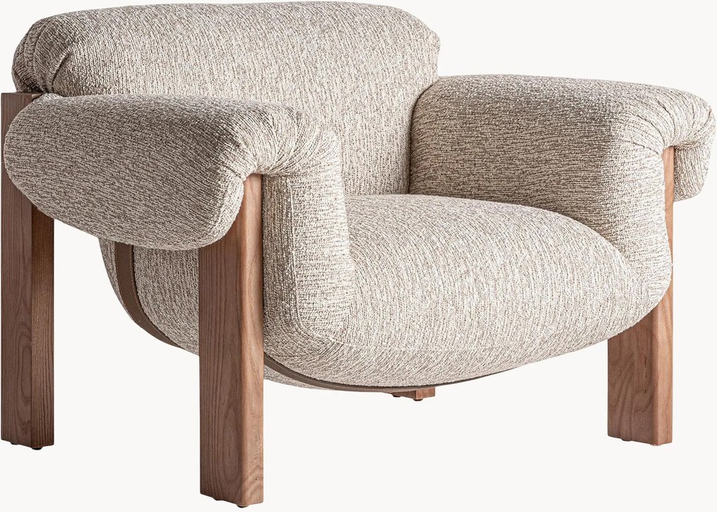 Cadeira com braços estofada em madeira de borracha Uznach